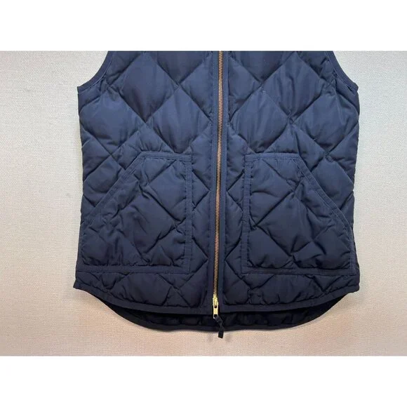 J.Crew Women's Cardigan Quilted Puffer Vest Full Zip Size XS Navy Blue Pockets - Picture 6 of 11